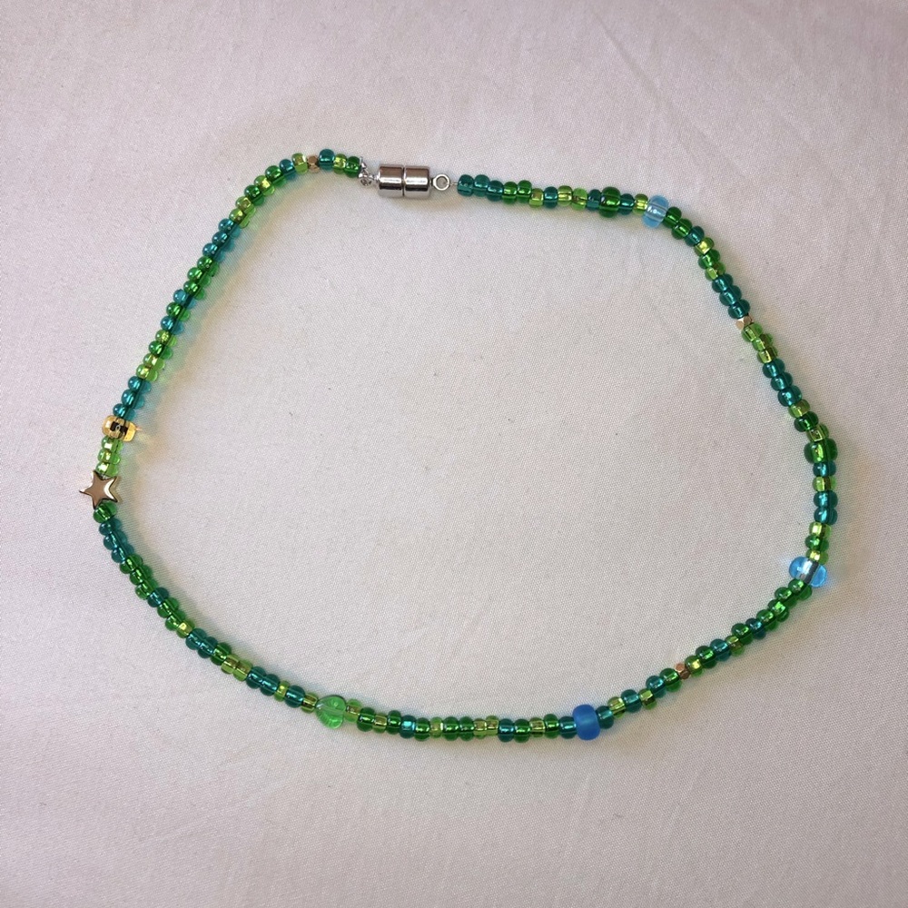 Handmade Green Glass Bead Choker